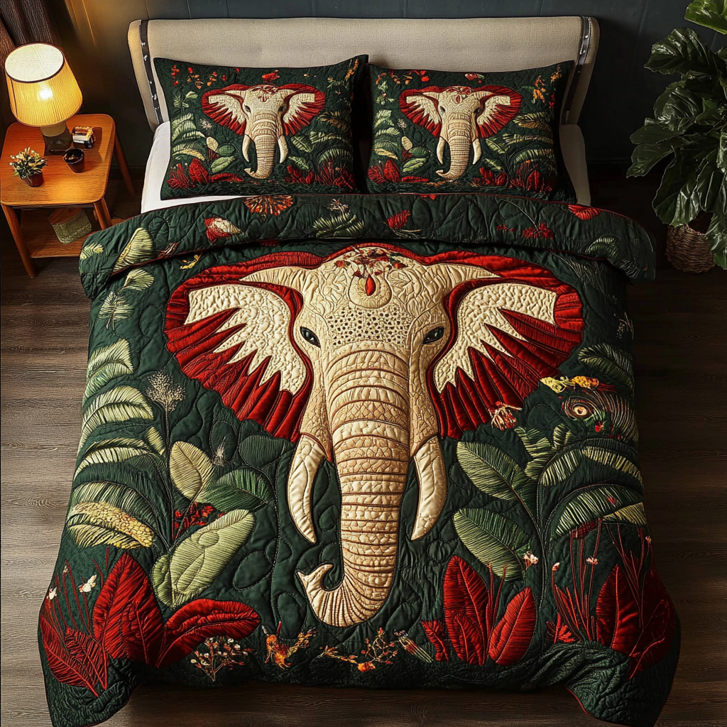 Gentle Giant Quilted Bedding Set Gift For Elephant Lover