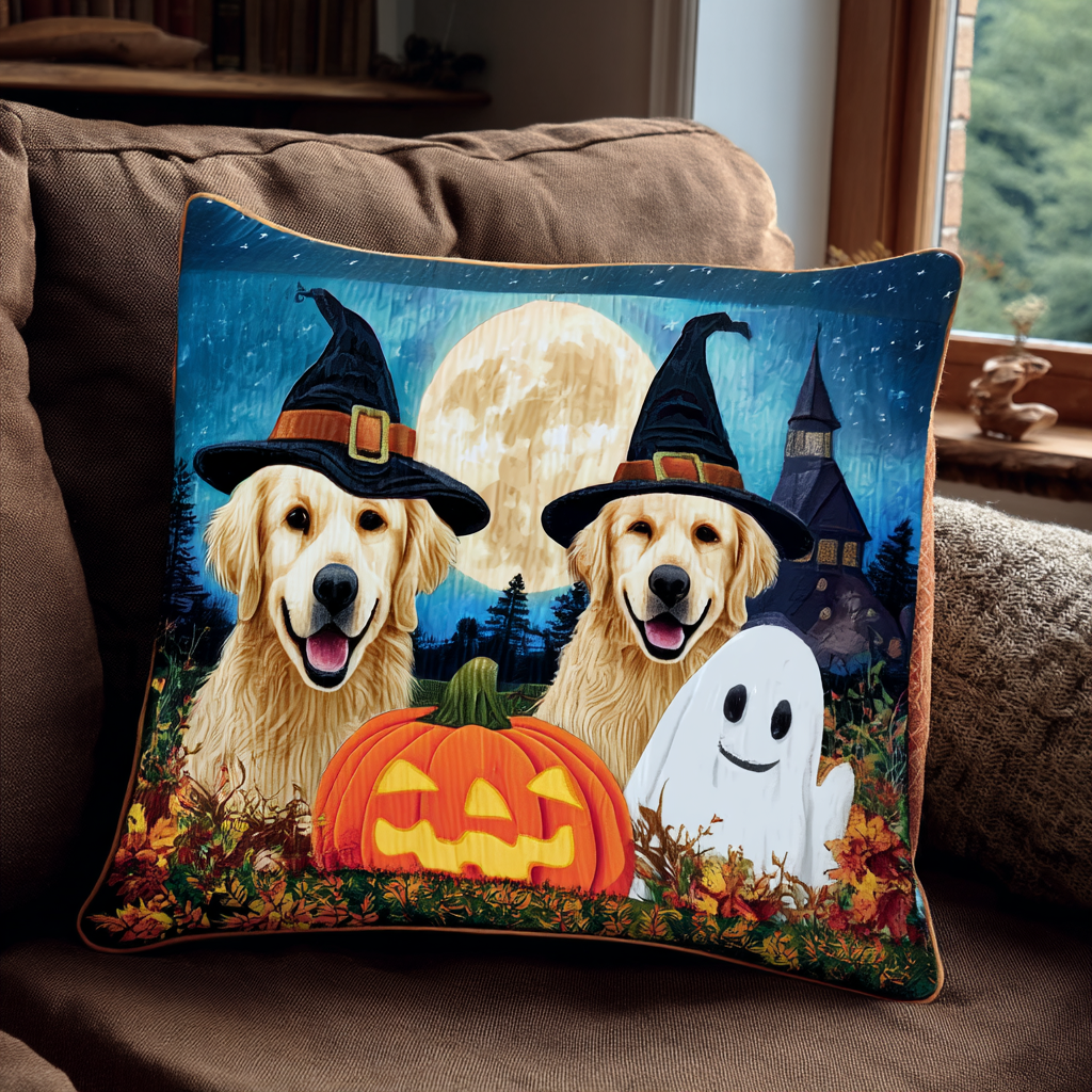 Ghost Golden Retriever Quilted Pillow Case Cute Pillow Covers Best Golden Retriever Gifts