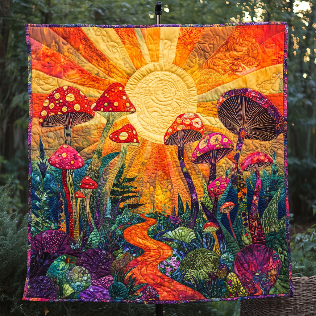 Glowing Grove Quilted Blanket Best Couch Throw Blanket Cute Mushroom Gifts