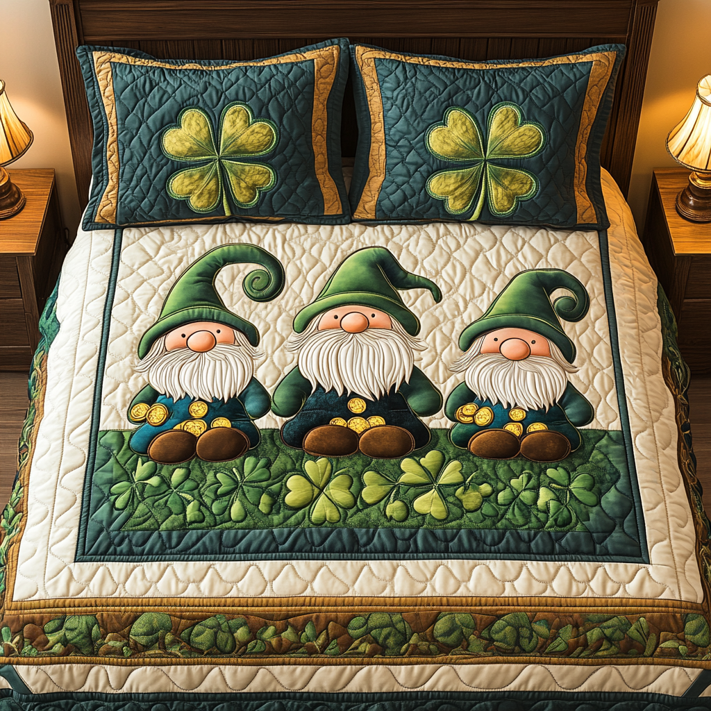 Gnome in Luckland Quilted Bedding Set Unique Gnome Gifts