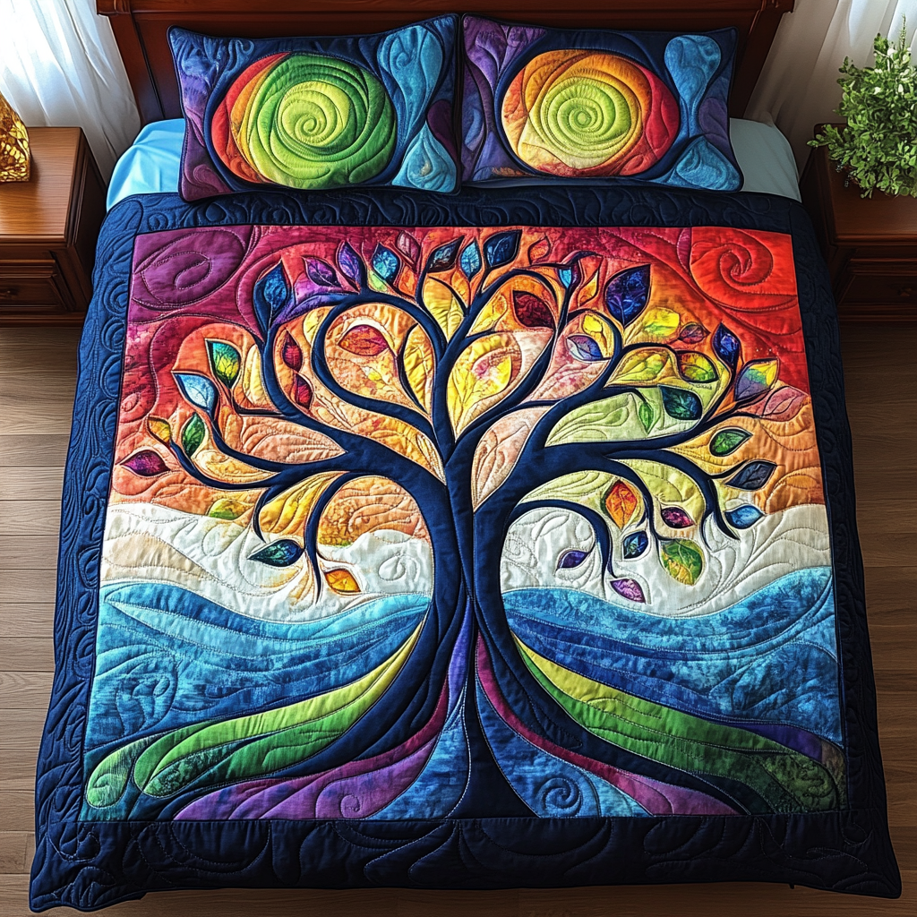 Golden Branches Elegance Quilted Bedding Set Best Gifts For Gardeners