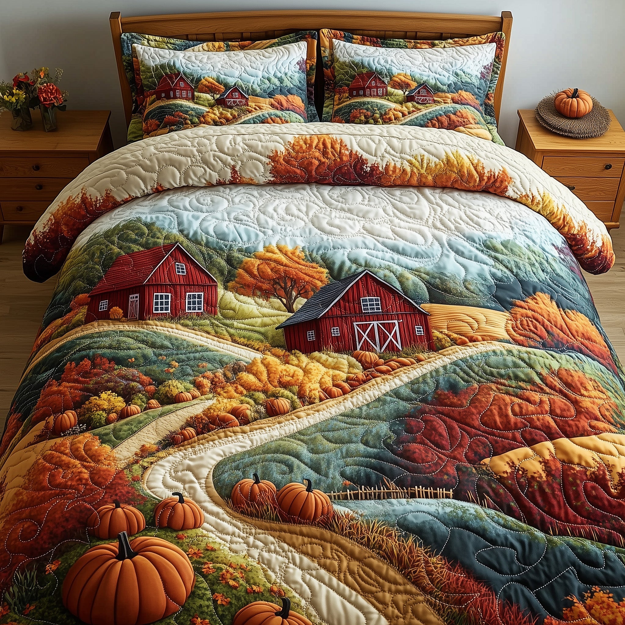 Golden Harvest Quilted Bedding Set Harvest Festival Unique Thanksgiving Bedding Gifts