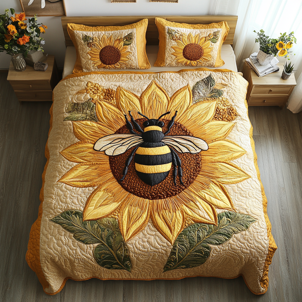 Golden Hive Magic Quilted Bedding Set Gifts For Beekeepers