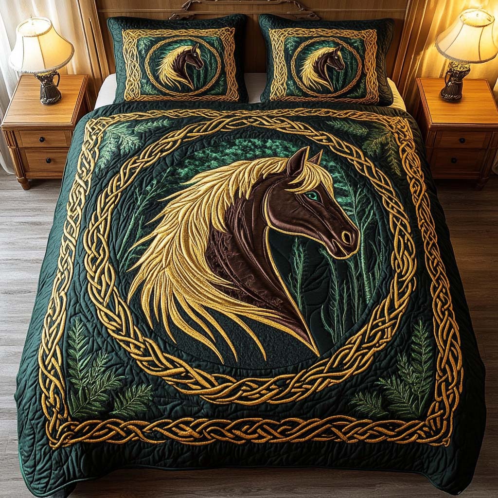 Golden Mane Quilted Bedding Set Secret Santa Gifts