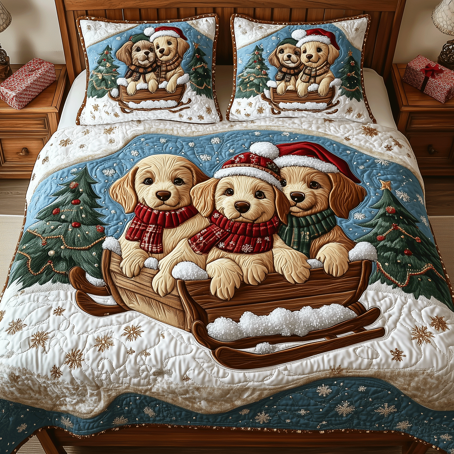 Golden Retriever Magic Quilted Bedding Set Dog Lover Items