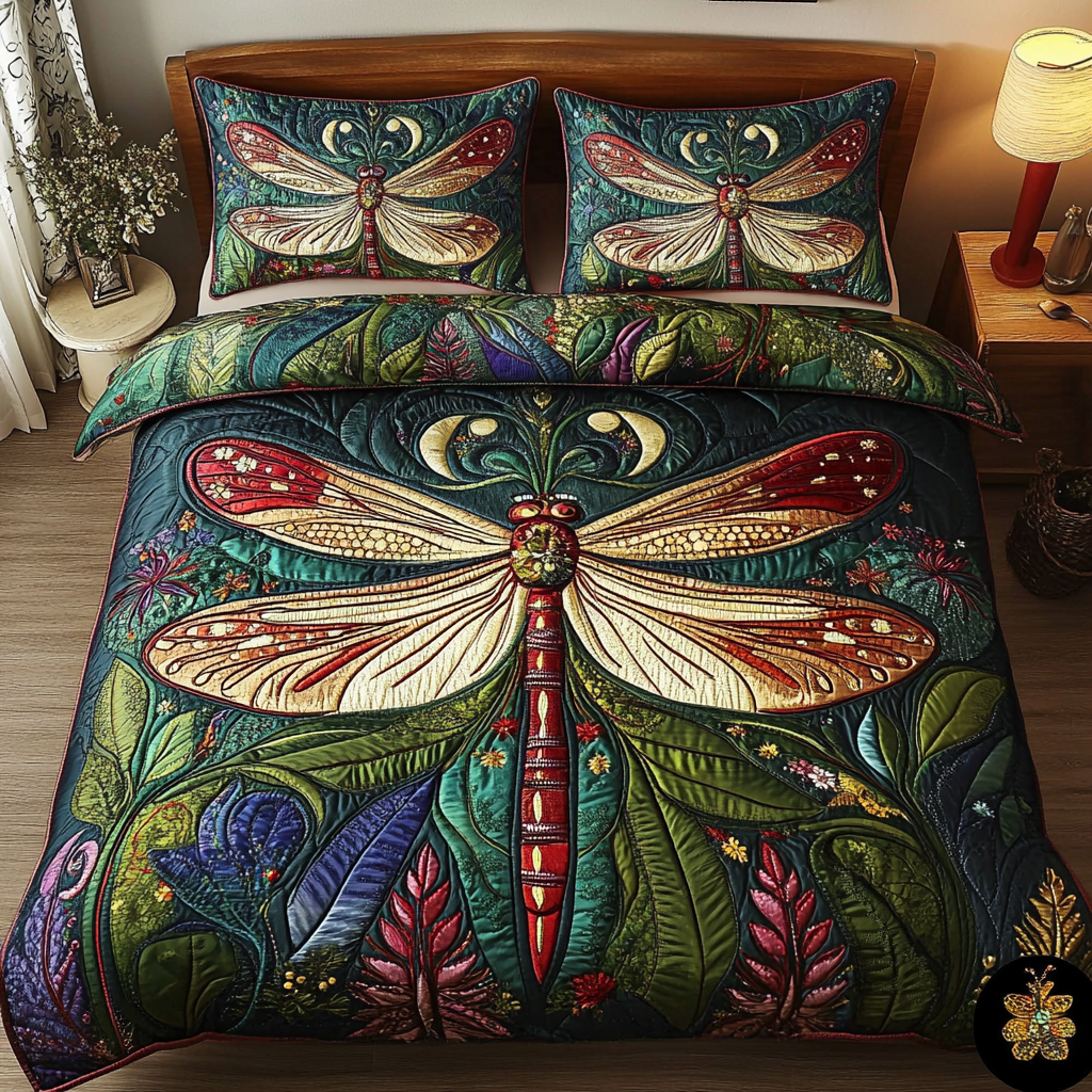 Graceful Drift Quilted Bedding Set Dragonfly Gift Ideas
