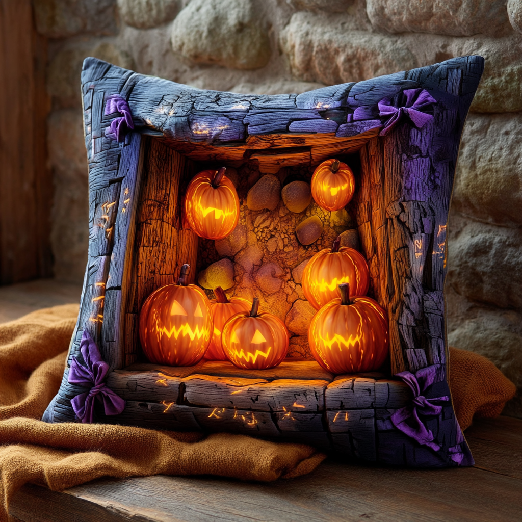 Haunted Pumpkin Pit Quilted Pillow Case Home Decor Pillow Covers Unique Gifts For Family
