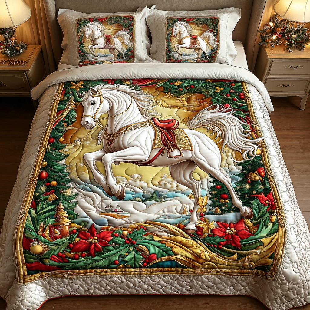 Heavenly Ride Quilted Bedding Set Gift Ideas For Horse Lovers