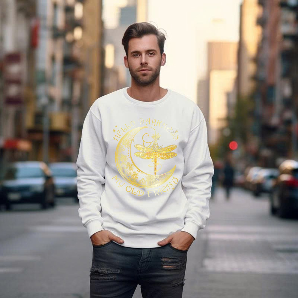 Hello Darkness My Old Friend Shirt Dragonfly Moon Graphic Sweatshirt Gift For Men Basgiathsweatshirts - Image 5