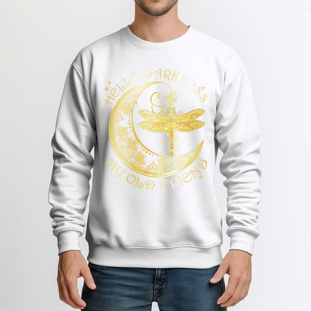 Hello Darkness My Old Friend Shirt Dragonfly Moon Graphic Sweatshirt Gift For Men Basgiathsweatshirts - Image 3