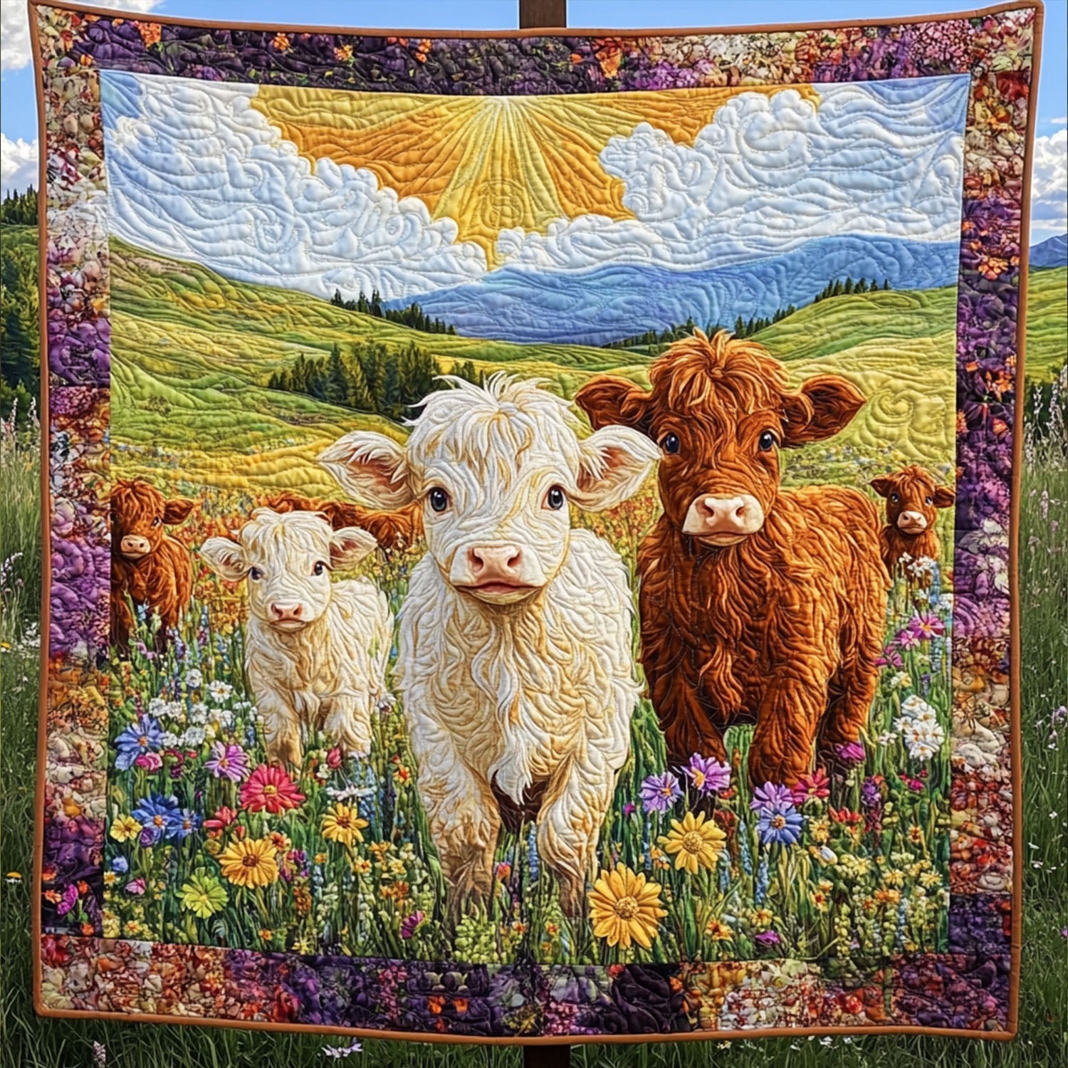 Herd Happiness Quilted Blanket Cute Throw Blanket Donkey Themed Gifts