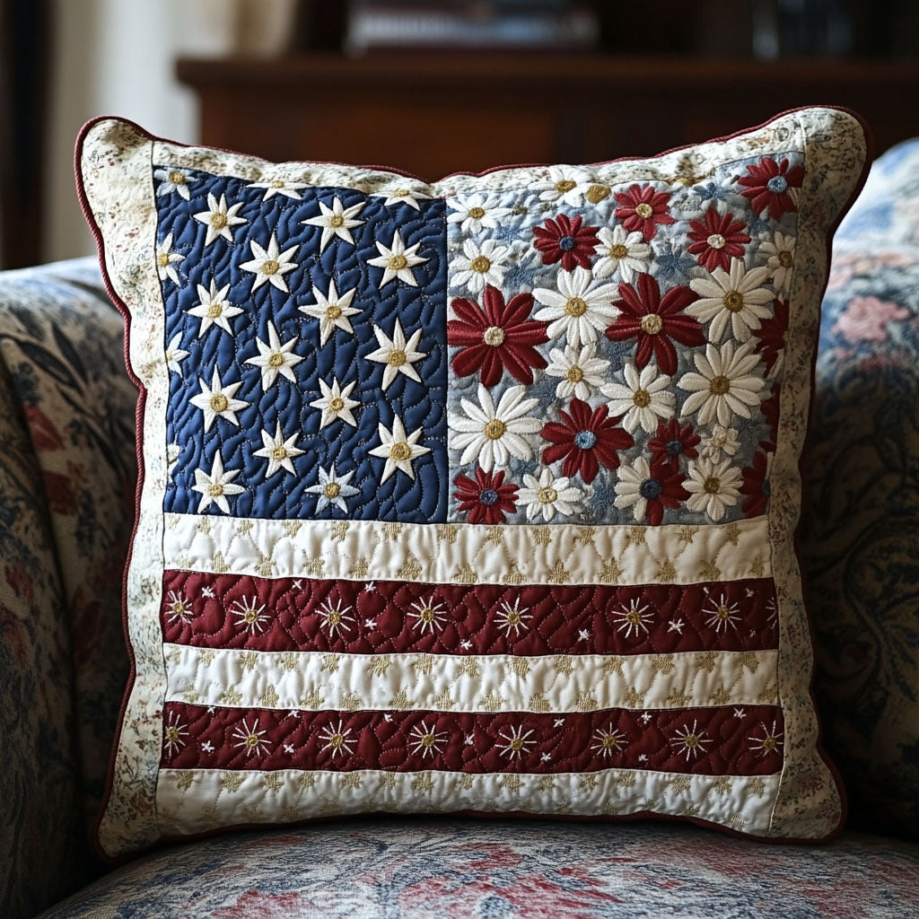 Heritage Bloom Quilted Pillow Case Throw Pillow Cases Patriotic Christmas Gifts