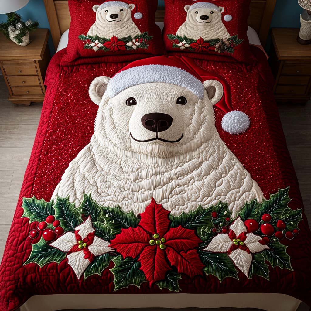 Holiday Bliss Quilted Bedding Set Gifts For Bear Lovers