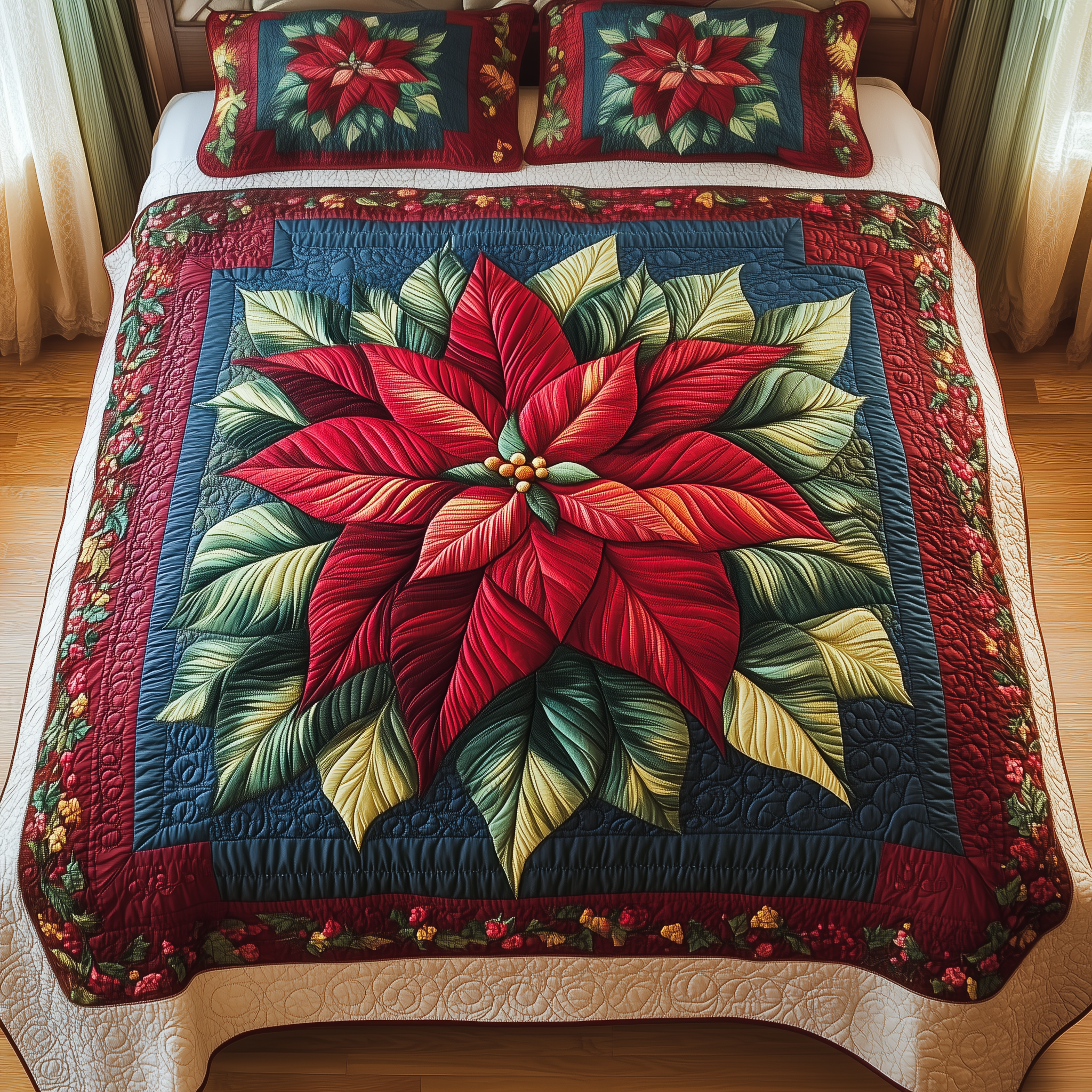 Holiday Grace Quilted Bedding Set Funny Christmas Gifts