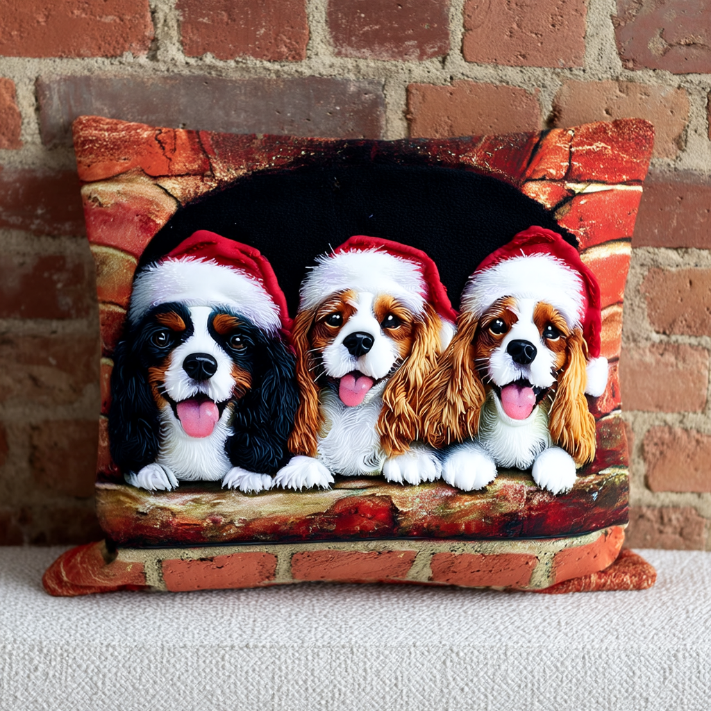 Holiday King Charles Quilted Pillow Case Holiday Throw Pillow Covers Xmas Gift Ideas For Wife