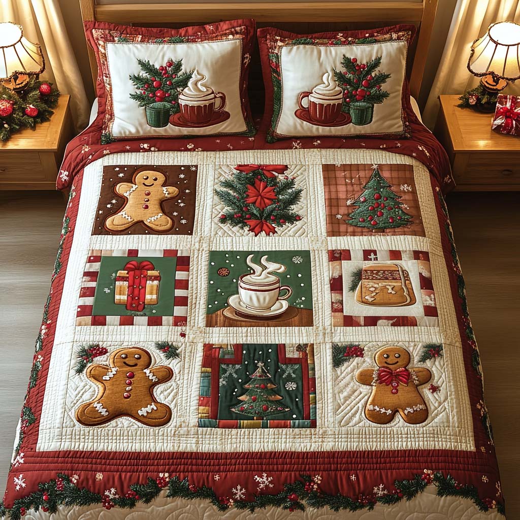Holiday Treats Quilted Bedding Set Xmas Gift Ideas