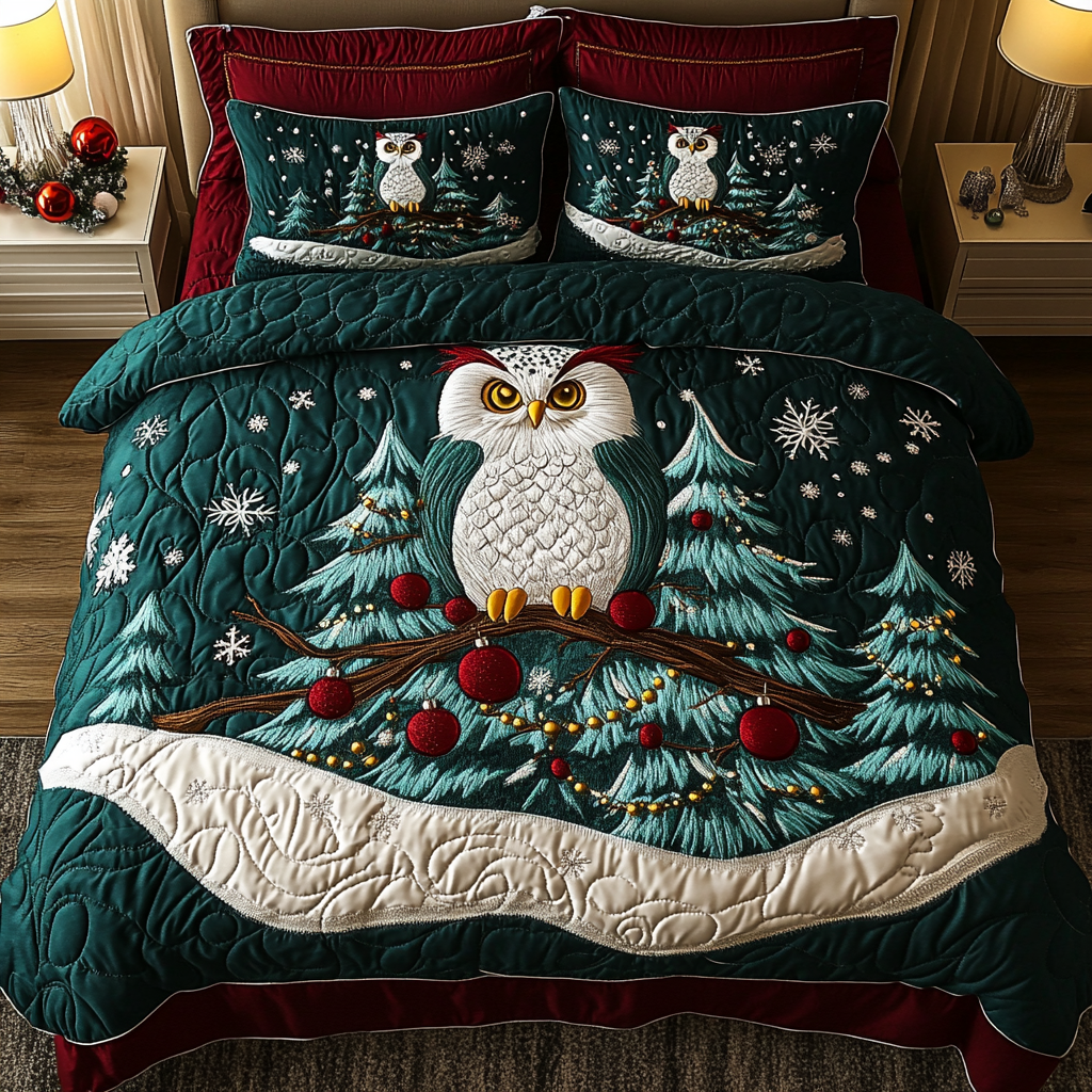 Holly Hoot Quilted Bedding Set Owl Theme Gifts