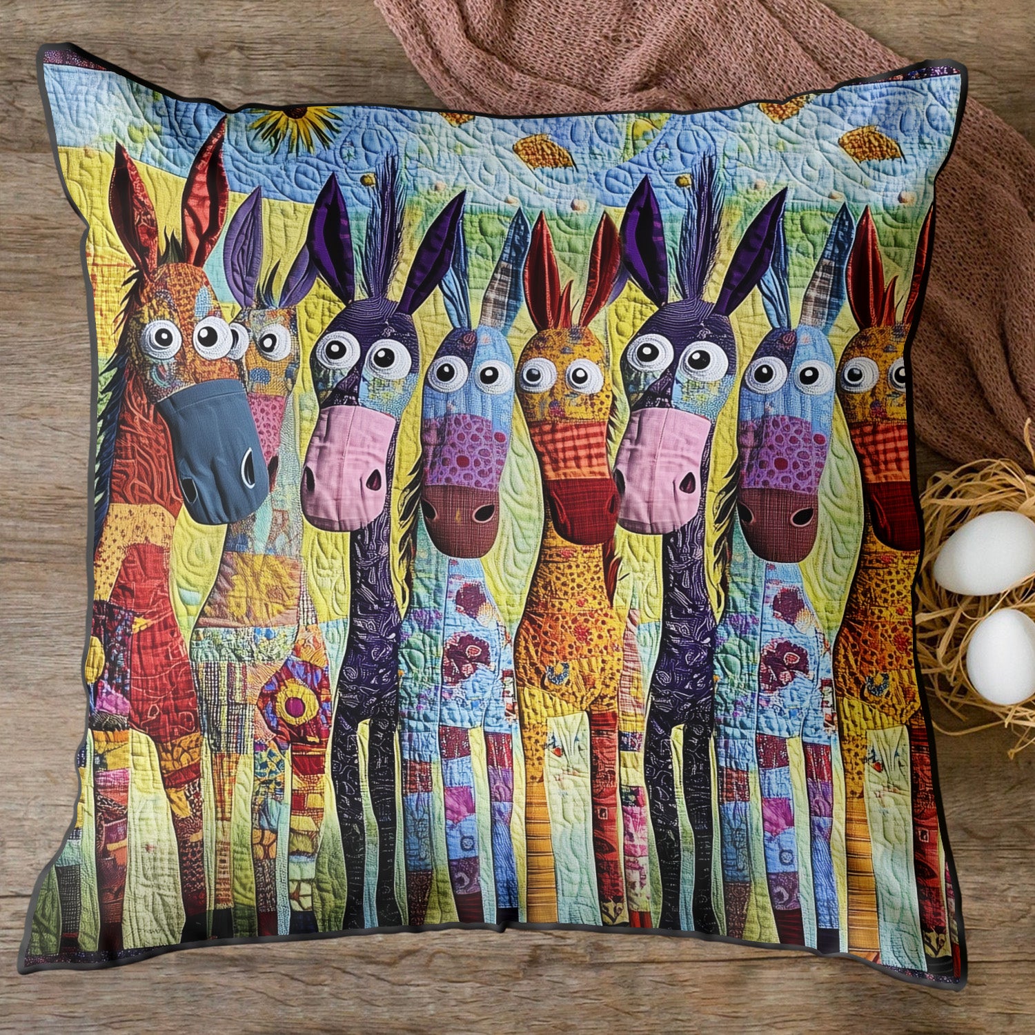 Hoofbeats of Happiness Quilted Pillow Case Decorative Pillow Cases Great Gifts For Farmers