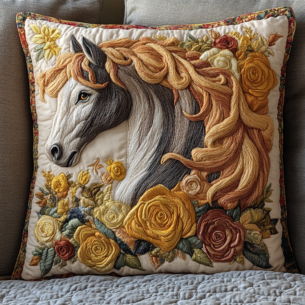 Horse Charm Quilted Pillow Case Home Decor Pillow Covers Christmas Gifts For Horse Owners