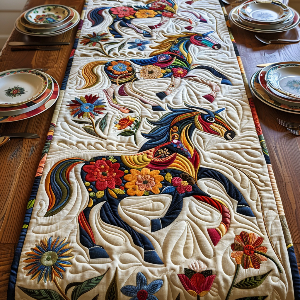 Horse Quilted Table Runner Cozy Home Decor Best Christmas Presents For Horse Lovers