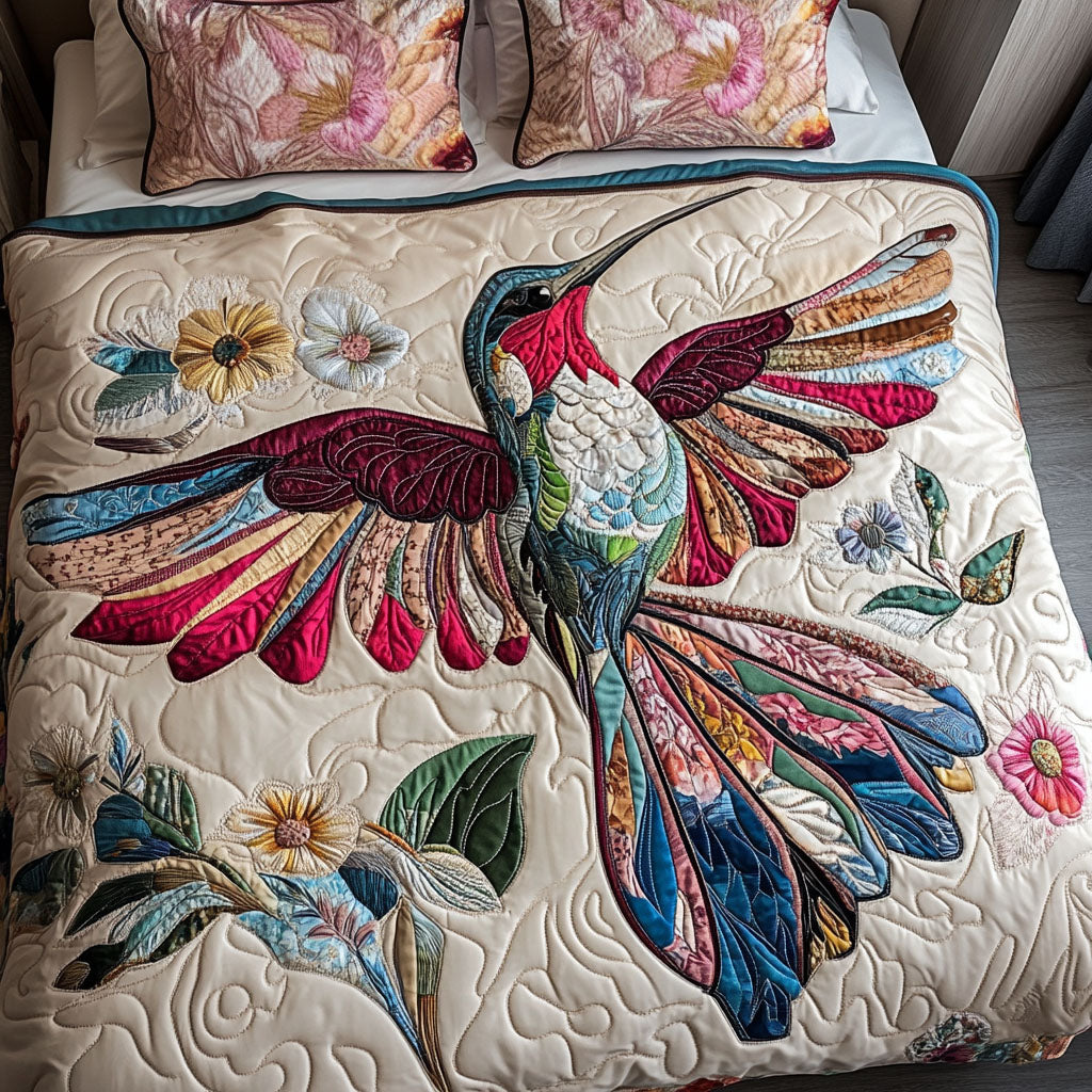 Hummingbird Elegance Quilted Bedding Set Cute Bedroom Decor Best Hummingbird Lover Gifts For Him