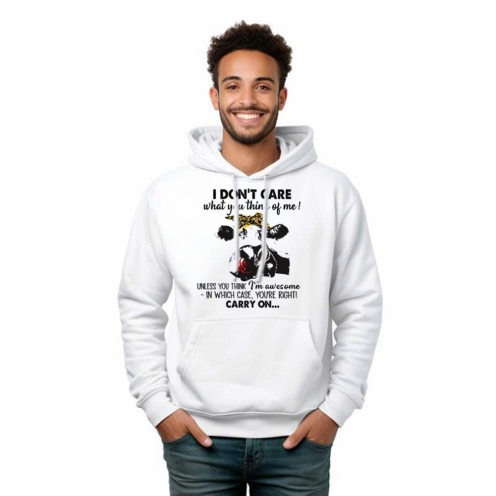 I Don't Care What You Think Of Me Shirt Funny Cow Female Hoodie Gift For Ranchers Basgiathsweatshirts - Image 5