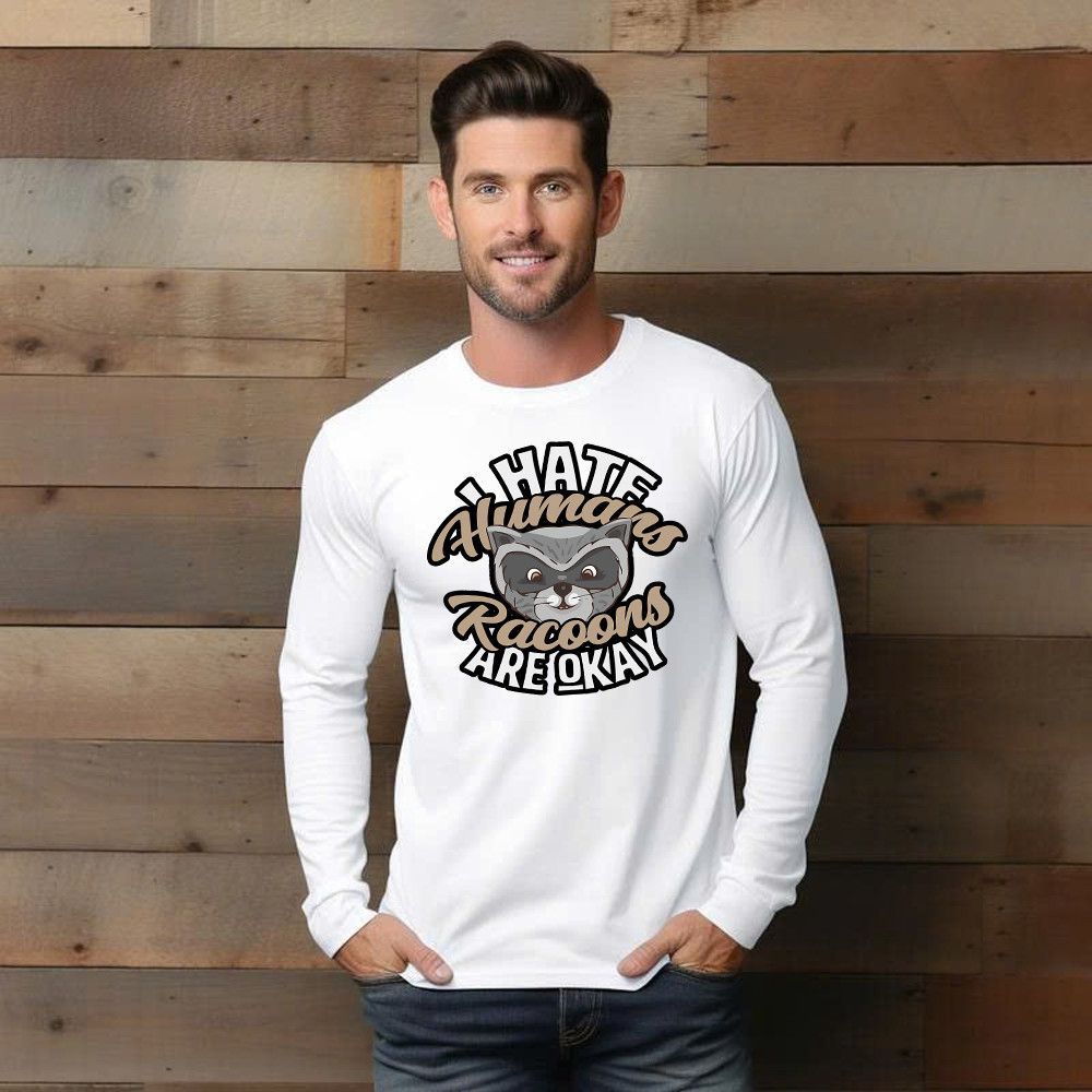 I Hate Human Racoons Are Okay Long Sleeve Shirt Funny Sayings Themed Gifts For Raccoon Lovers Basgiathsweatshirts - Image 4