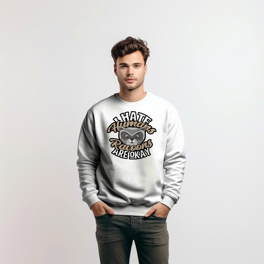I Hate Human Racoons Are Okay Sweatshirt Funny Sayings Themed Gifts For Raccoon Lovers Basgiathsweatshirts - Image 5