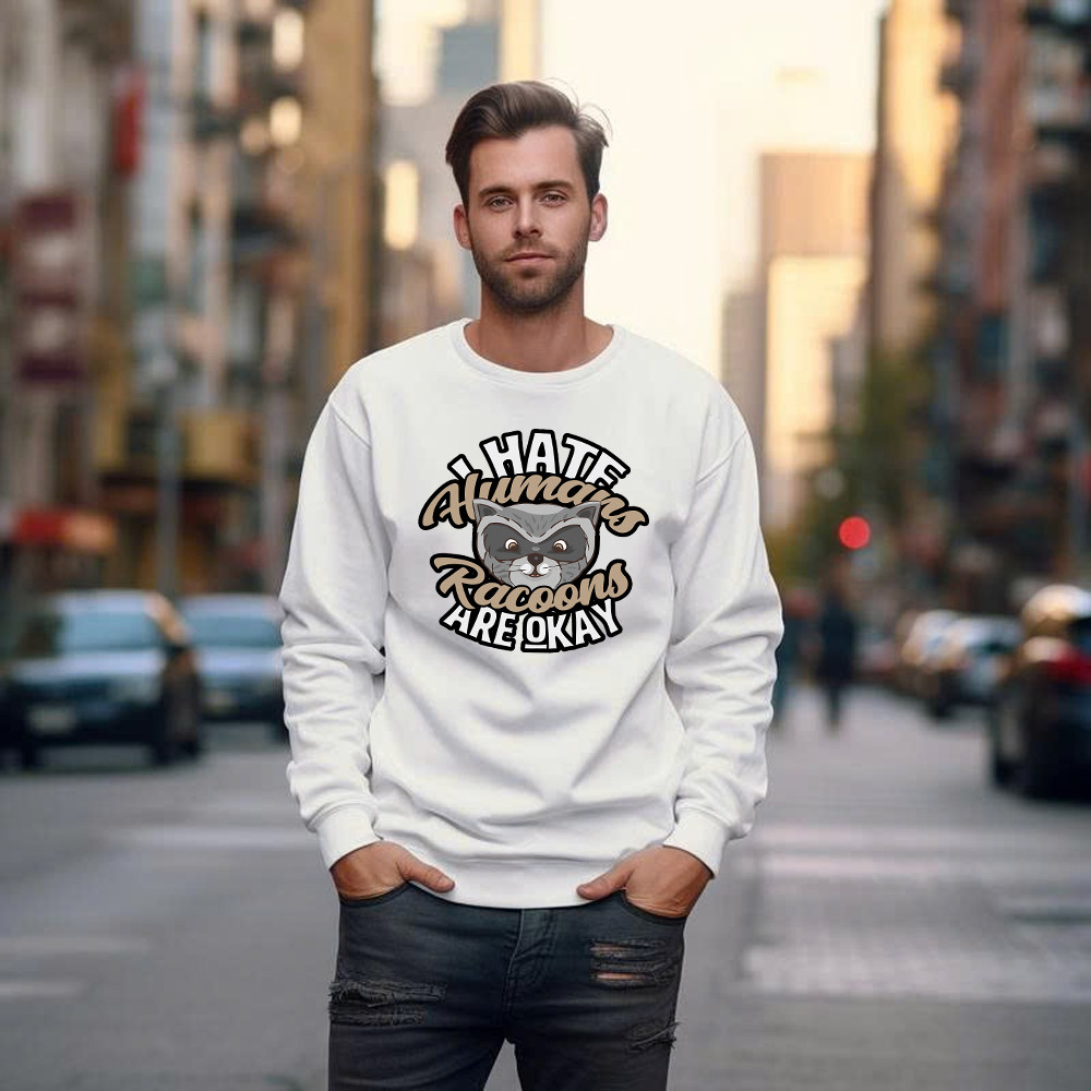 I Hate Human Racoons Are Okay Sweatshirt Funny Sayings Themed Gifts For Raccoon Lovers Basgiathsweatshirts - Image 4