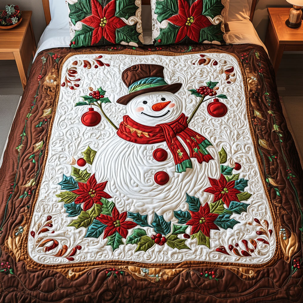 Icicle Dreams Quilted Bedding Set Unique Snowman Gifts