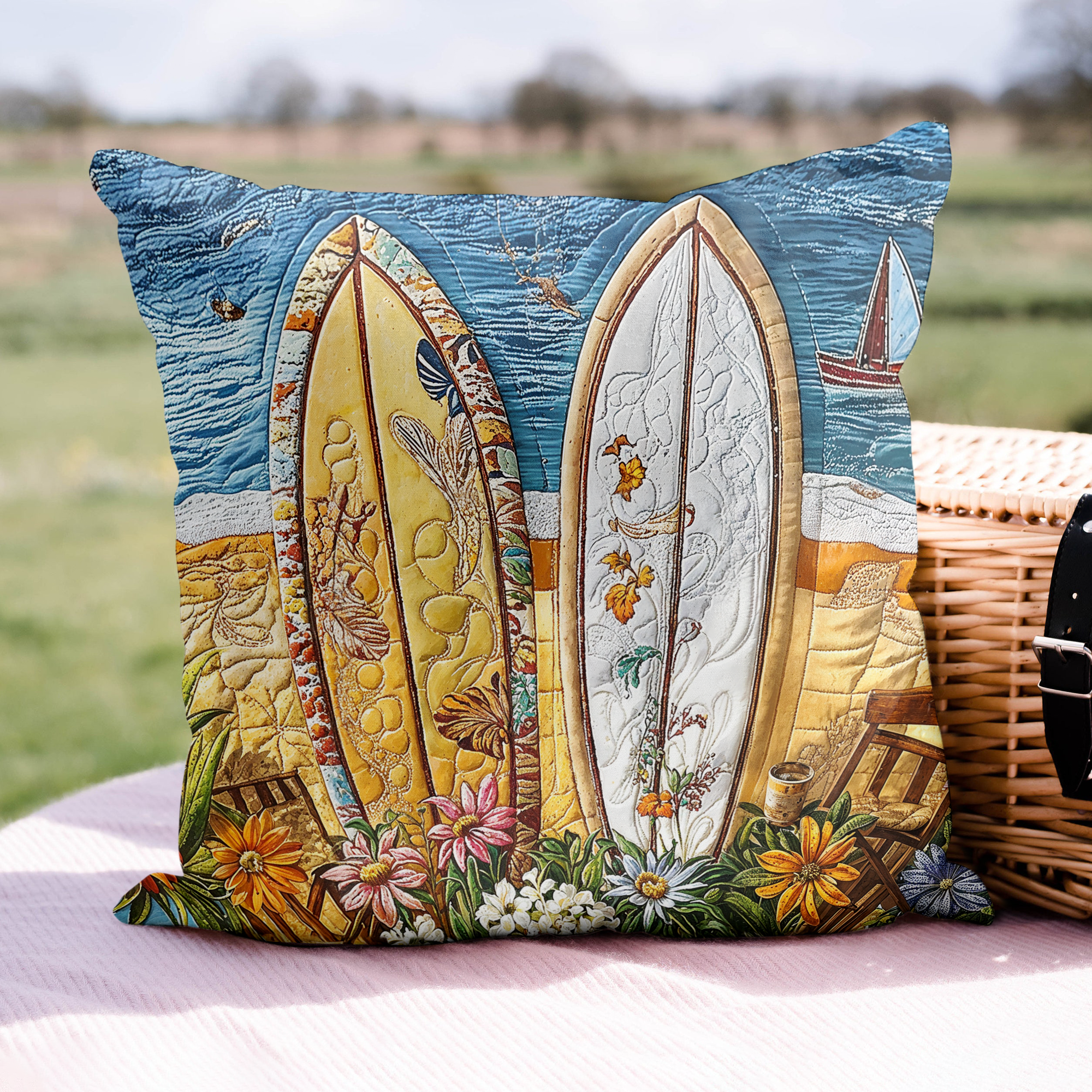 Island Breeze Quilted Pillow Case Decorative Throw Pillow Covers Gift Ideas For Beach Lovers