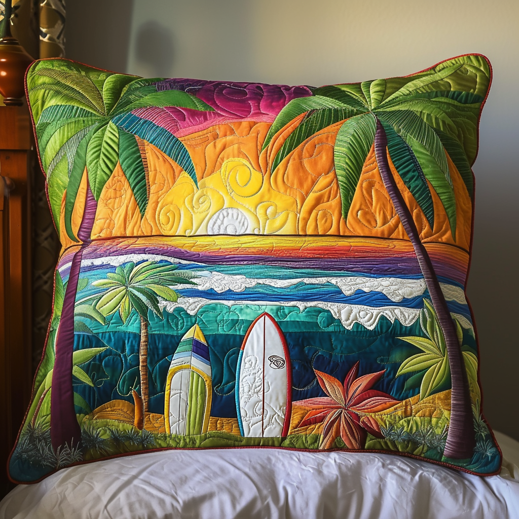 Island Waves Quilted Pillow Case Best Throw Pillow Covers Presents For Sea Lovers