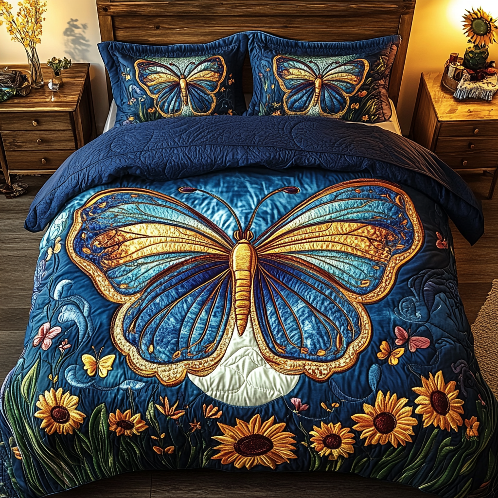 Joyful Flight Quilted Bedding Set Best Christmas Duvet Sets Butterfly Christmas Gifts