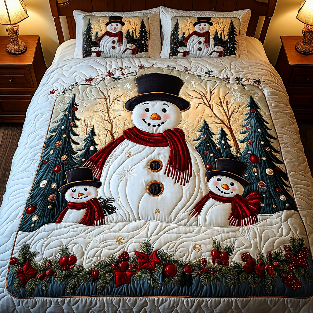 Joyful Frost Quilted Bedding Set Christmas Presents For Mom