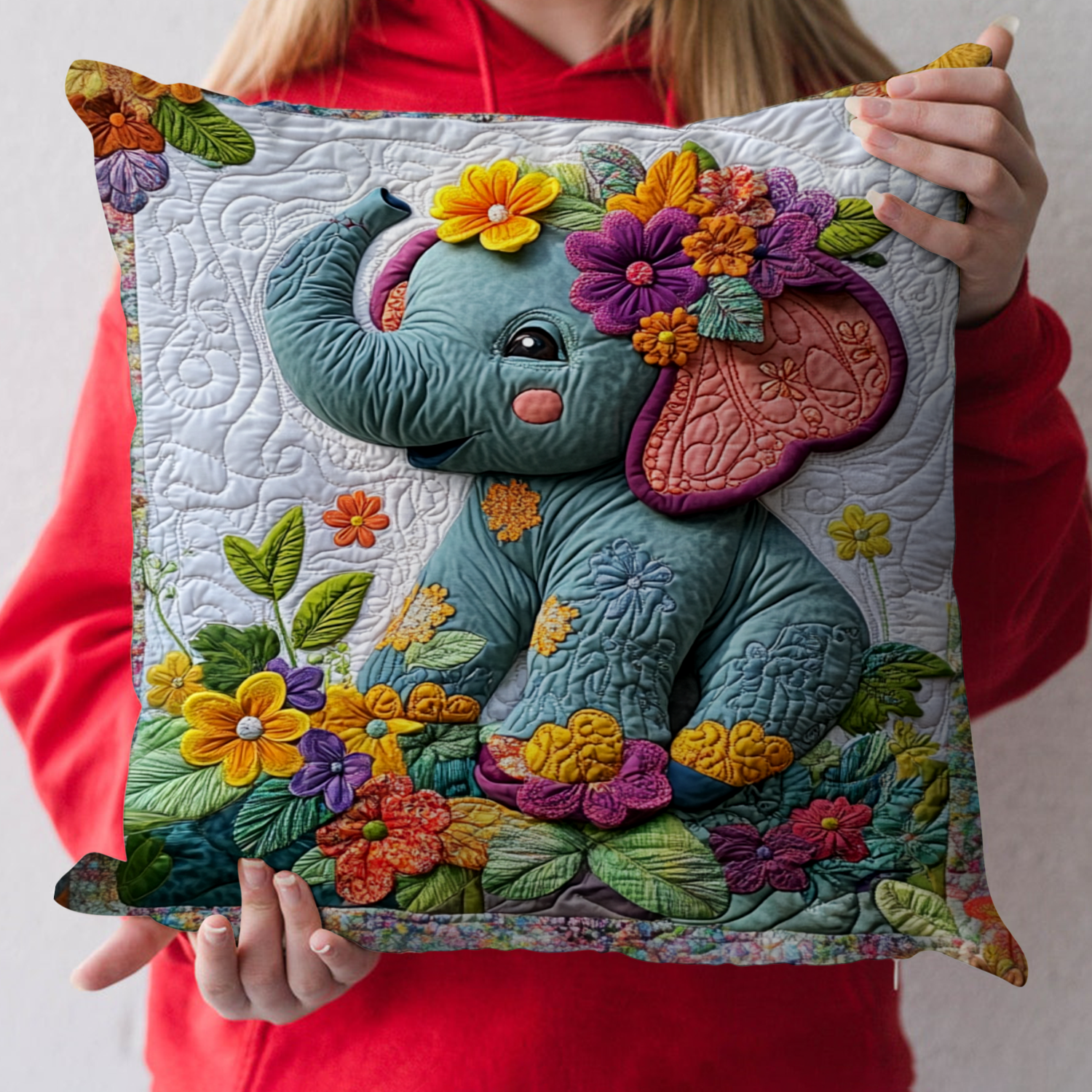 Jungle Bloom Quilted Pillow Case Best Throw Pillow Covers Unique Elephant Presents
