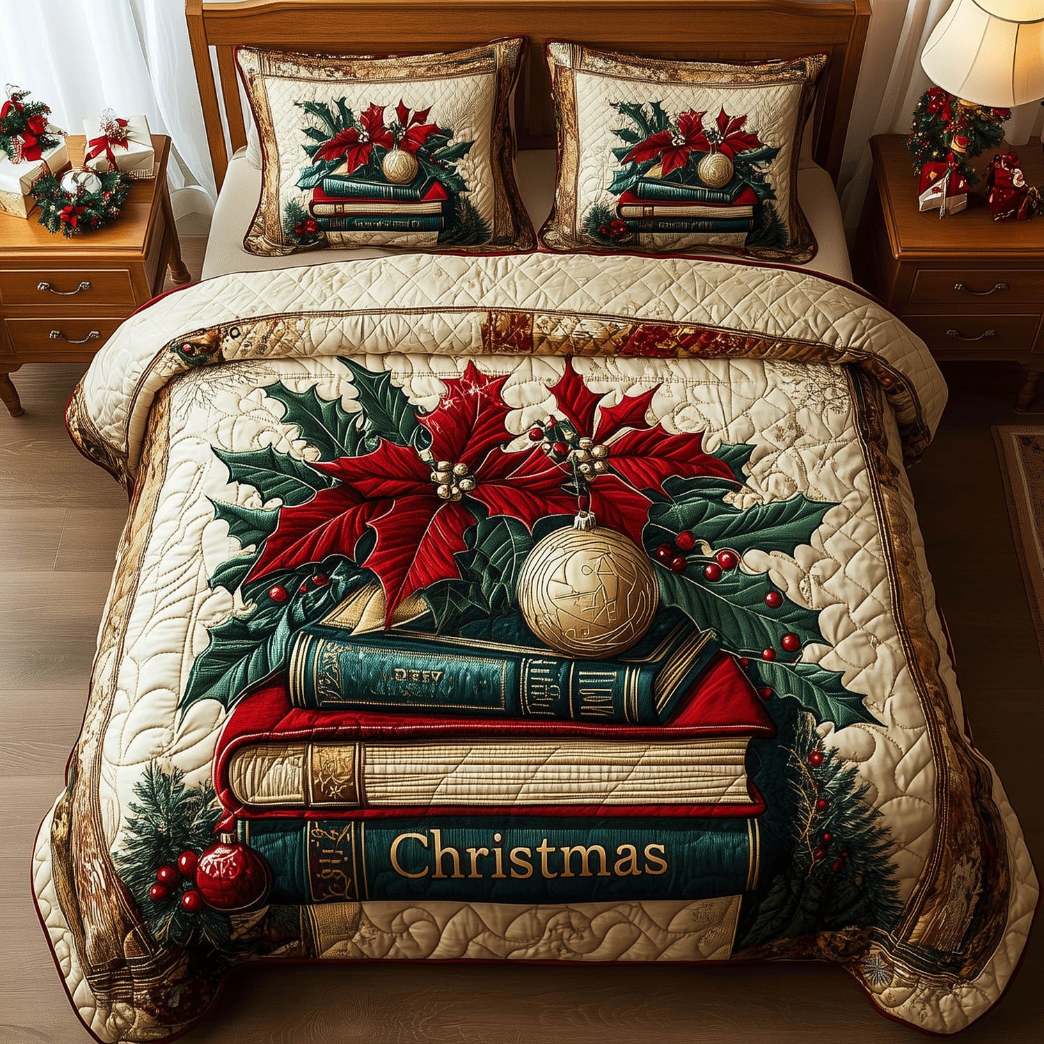Leafy Literary Quilted Bedding Set Best Gifts For Book Lovers