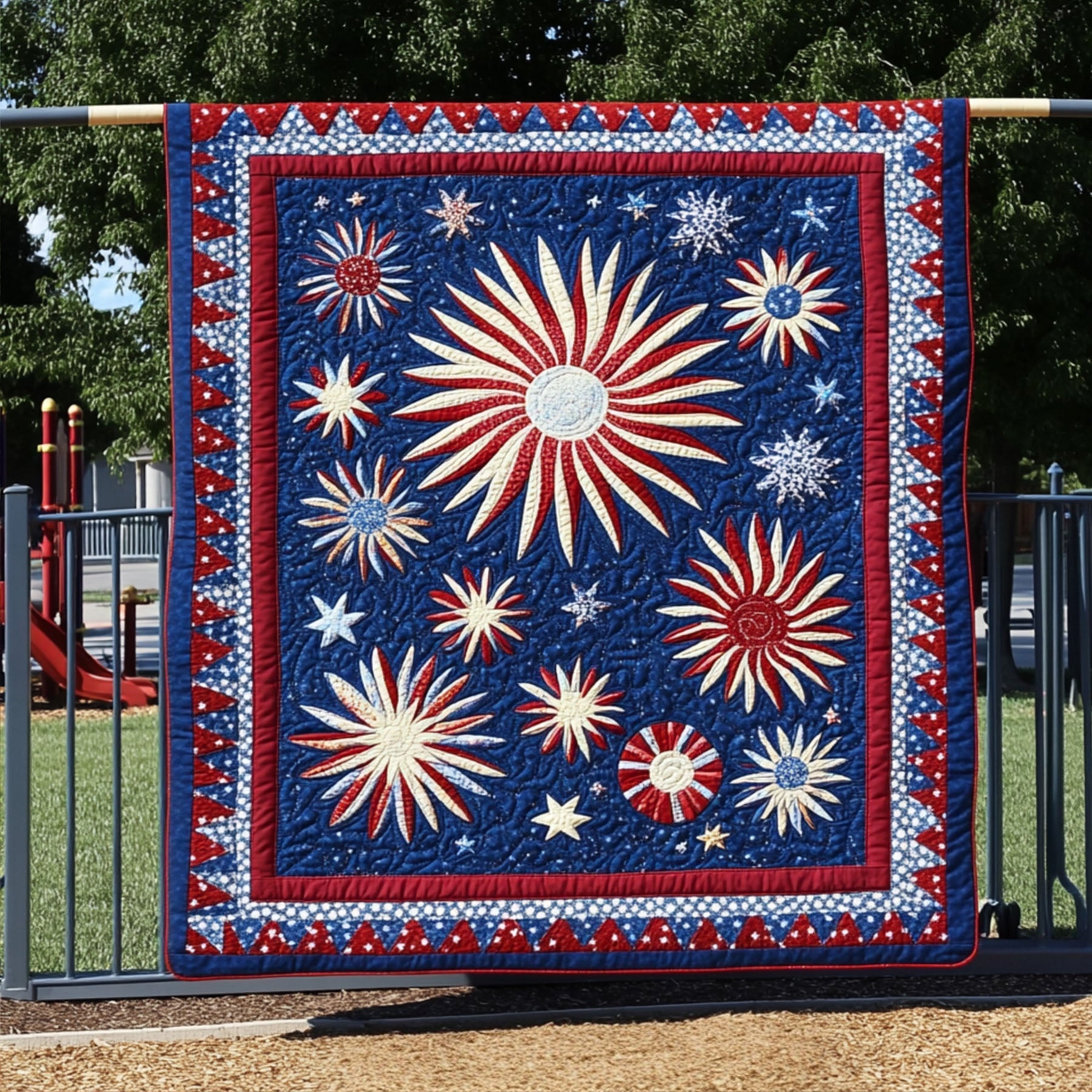 Liberty Lights Quilted Blanket Sofa Couch Throw Blanket Best Patriotic Gifts