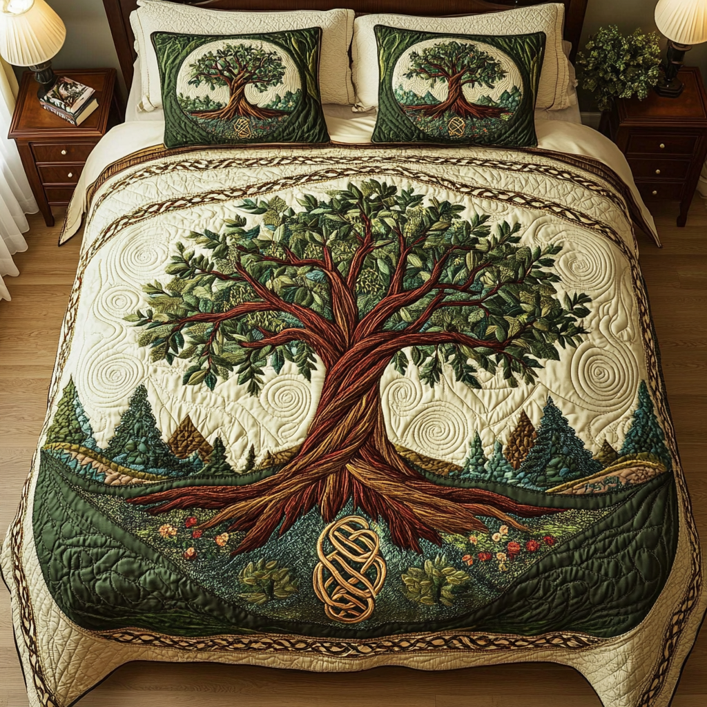 Life Circle Quilted Bedding Set Family Christmas Gifts