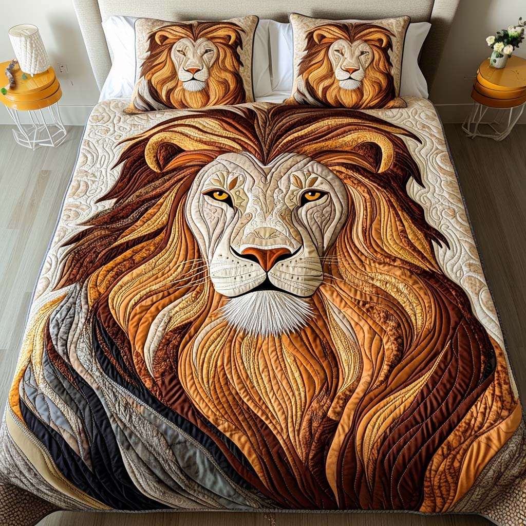 Lion Grace Quilted Bedding Set Gifts For Lion Lovers