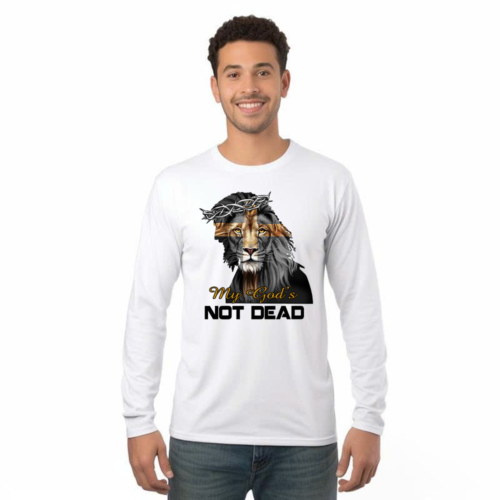 Lion Jesus My God's Not Dead Long Sleeve Shirt Faith Mens Christian Clothing Gifts For Him Basgiathsweatshirts