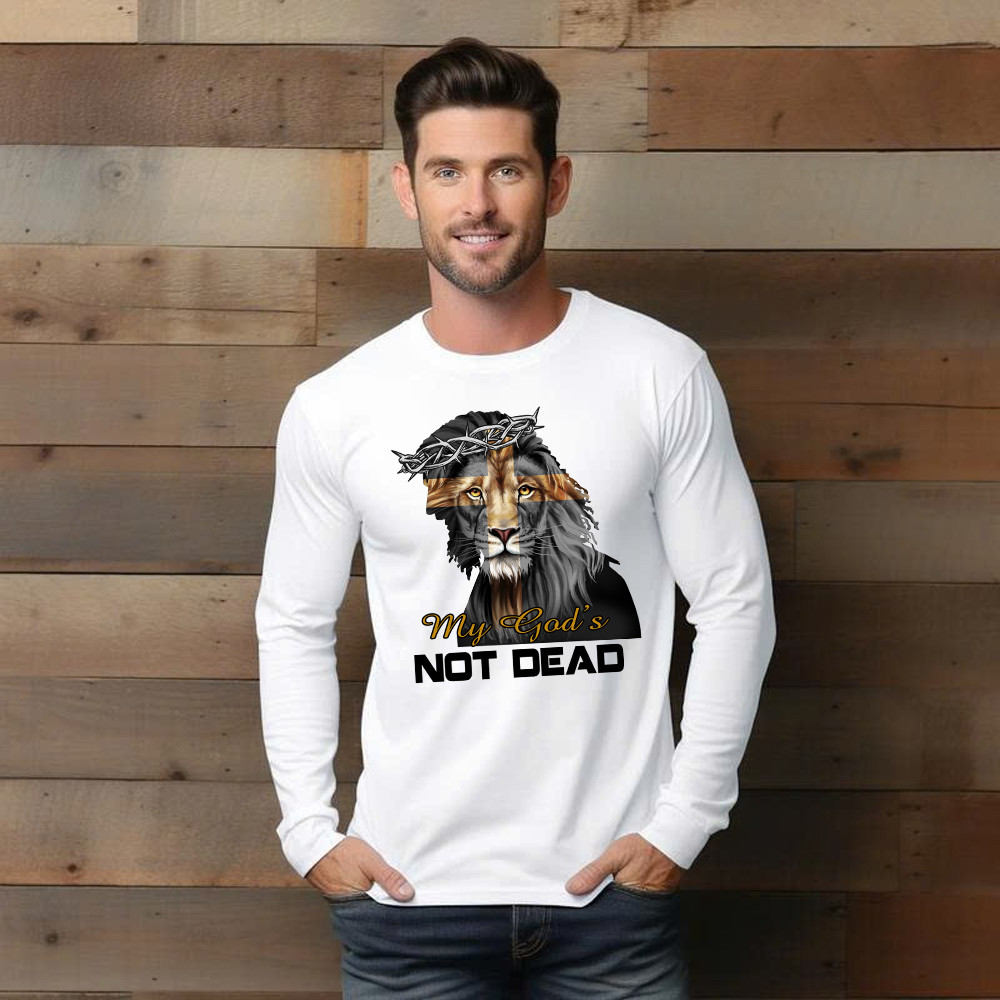 Lion Jesus My God's Not Dead Long Sleeve Shirt Faith Mens Christian Clothing Gifts For Him Basgiathsweatshirts - Image 5