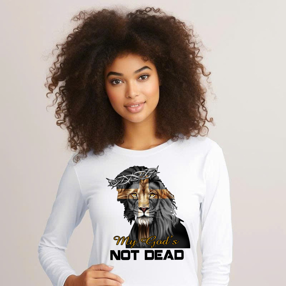 Lion Jesus My God's Not Dead Long Sleeve Shirt Faith Mens Christian Clothing Gifts For Him Basgiathsweatshirts - Image 4