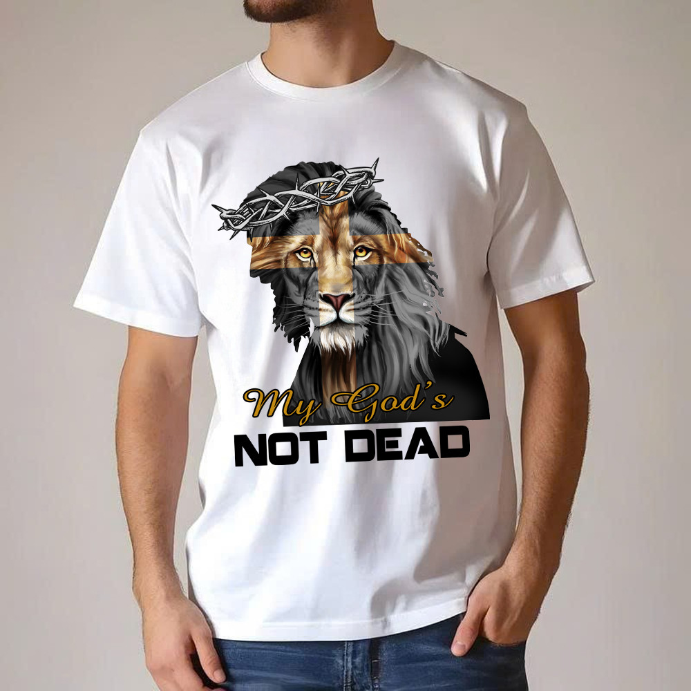 Lion Jesus My God's Not Dead T-Shirt Faith Mens Christian Clothing Gifts For Him Basgiathsweatshirts - Image 5