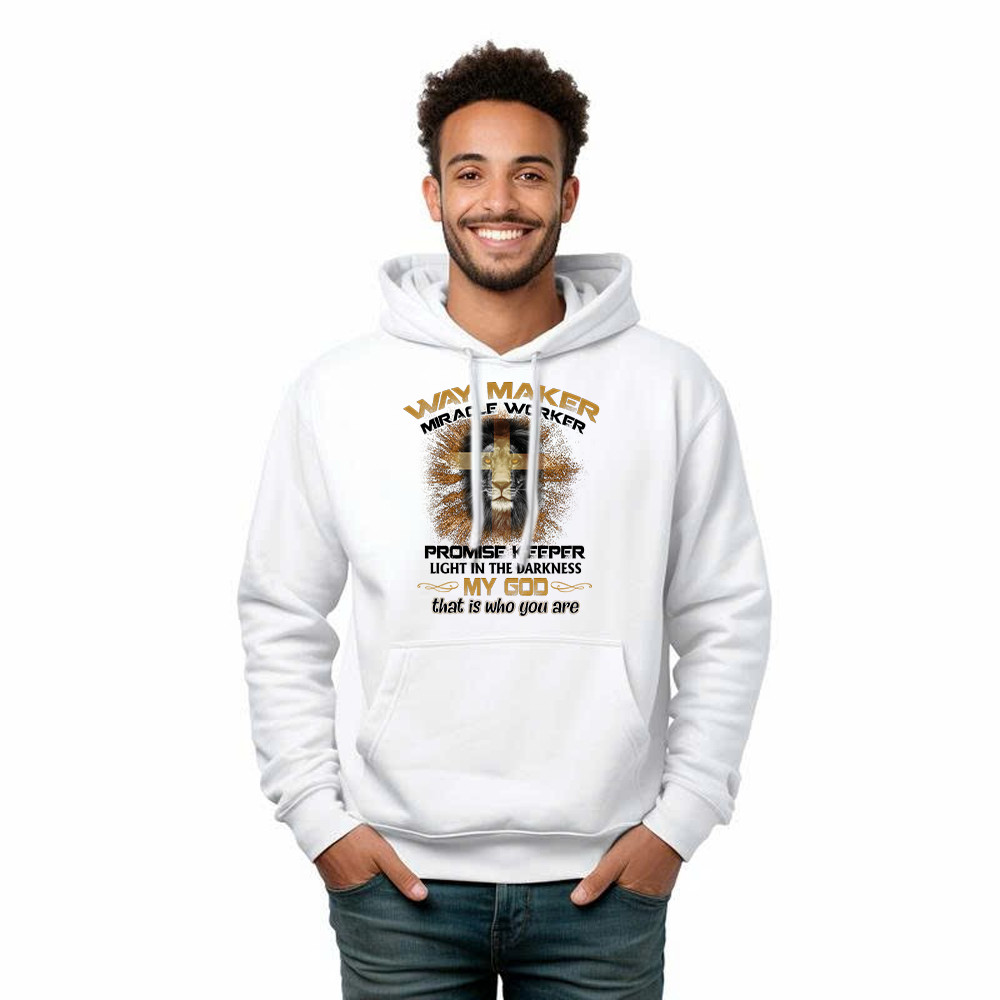 Lion Way Maker Miracle Worker Promise Keeper Hoodie Mens Christian Shirt Gifts For Men Basgiathsweatshirts - Image 4