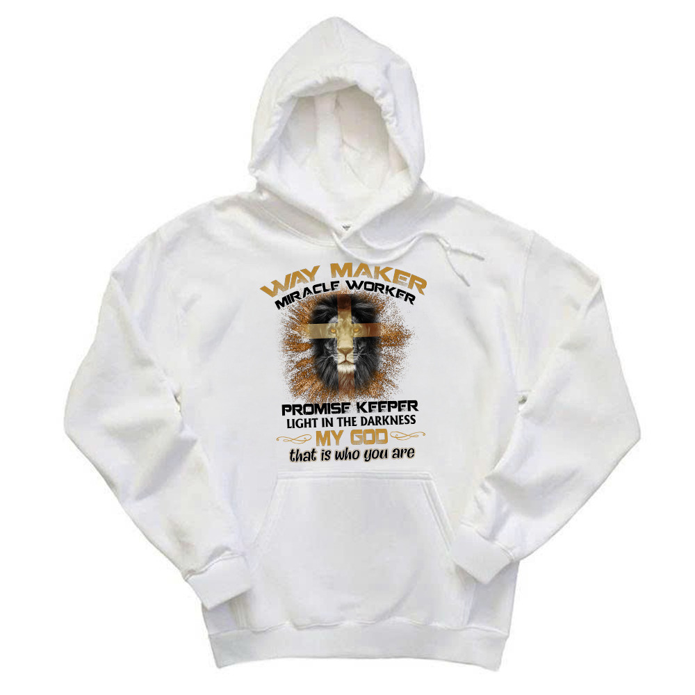 Lion Way Maker Miracle Worker Promise Keeper Hoodie Mens Christian Shirt Gifts For Men Basgiathsweatshirts