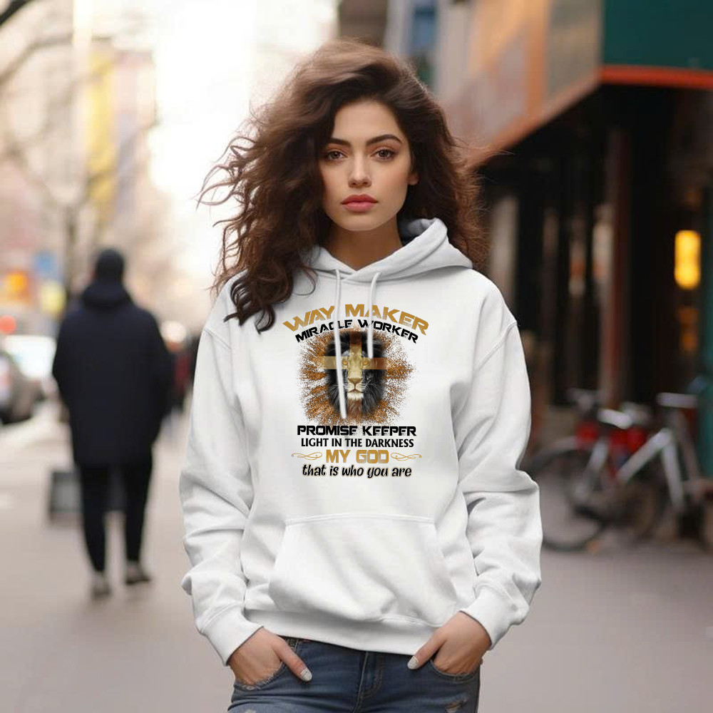 Lion Way Maker Miracle Worker Promise Keeper Hoodie Mens Christian Shirt Gifts For Men Basgiathsweatshirts - Image 3