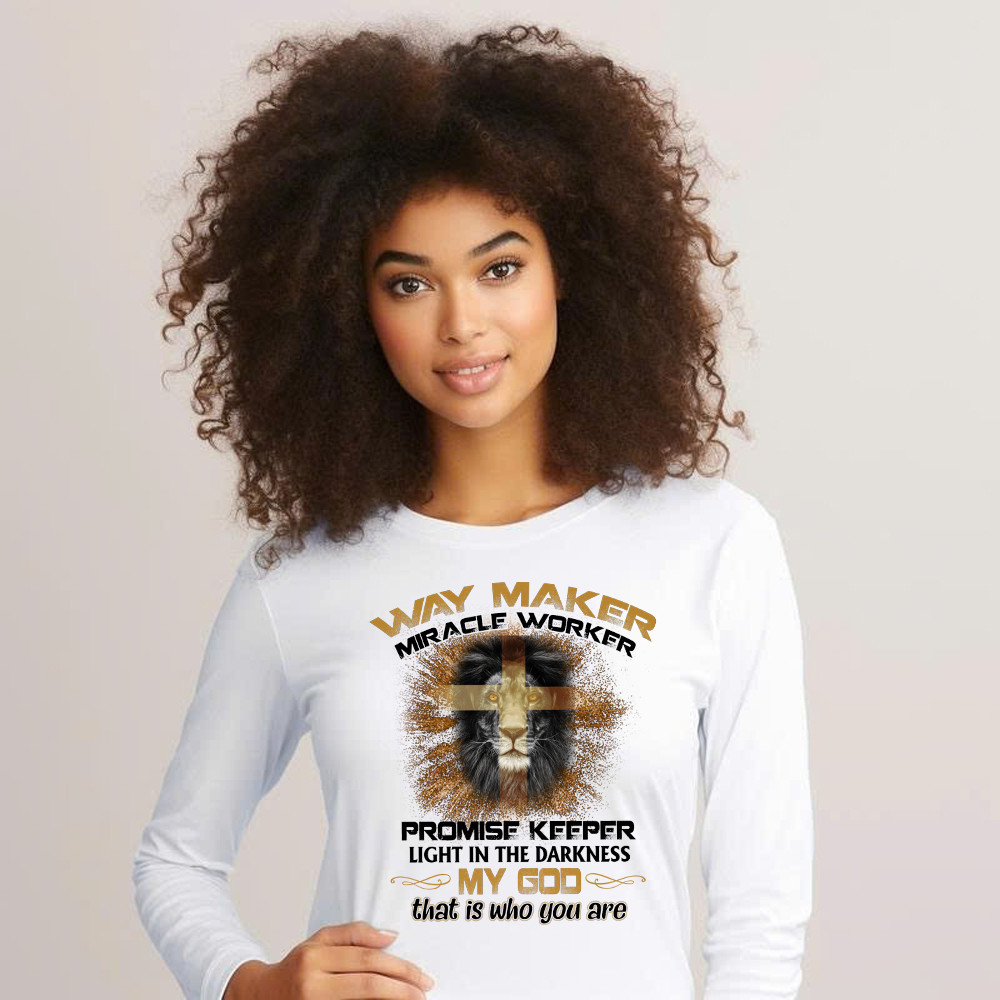 Lion Way Maker Miracle Worker Promise Keeper Long Sleeve Shirt Mens Christian Shirt Gifts For Men Basgiathsweatshirts - Image 5