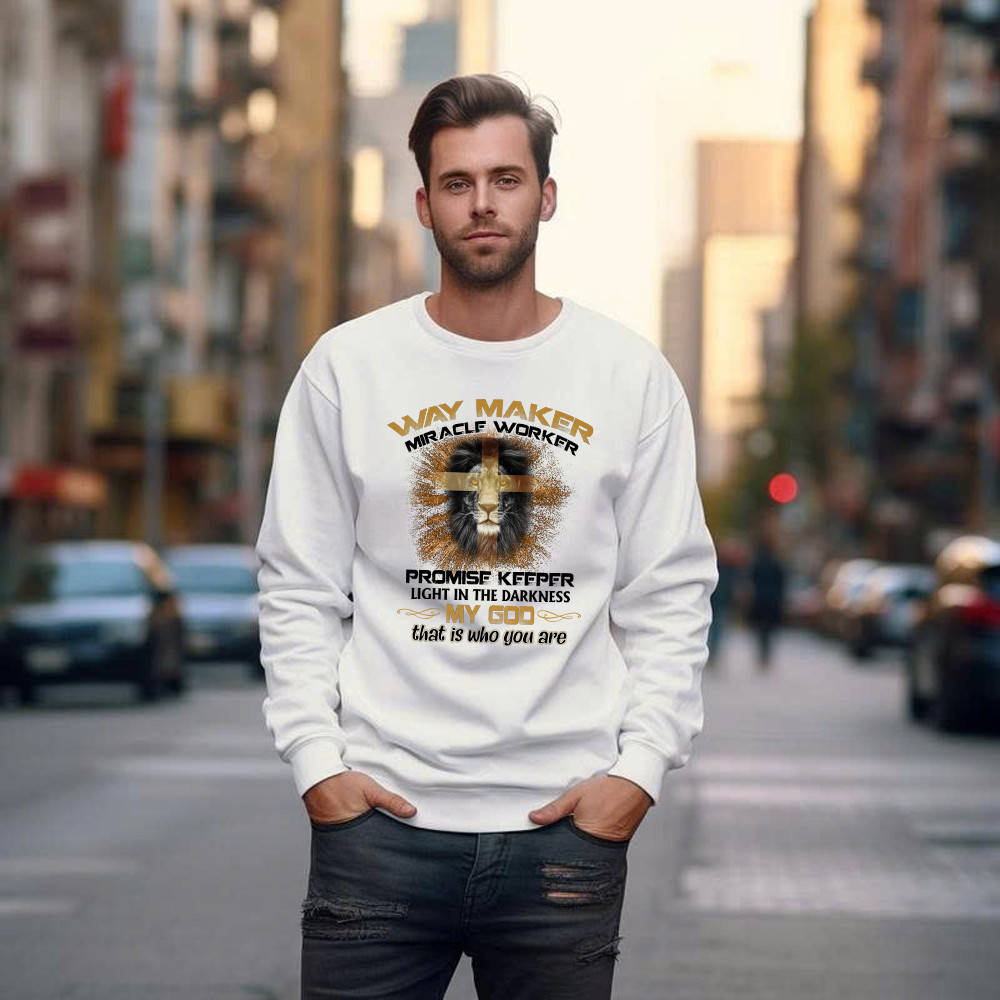Lion Way Maker Miracle Worker Promise Keeper Sweatshirt Mens Christian Shirt Gifts For Men Basgiathsweatshirts - Image 4