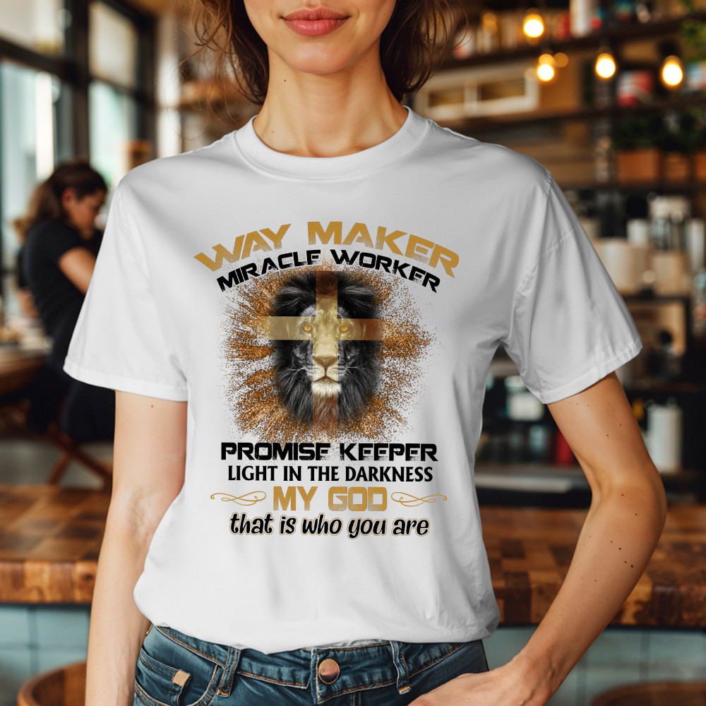 Lion Way Maker Miracle Worker Promise Keeper T Shirt Mens Christian Shirt Gifts For Men Basgiathsweatshirts - Image 5