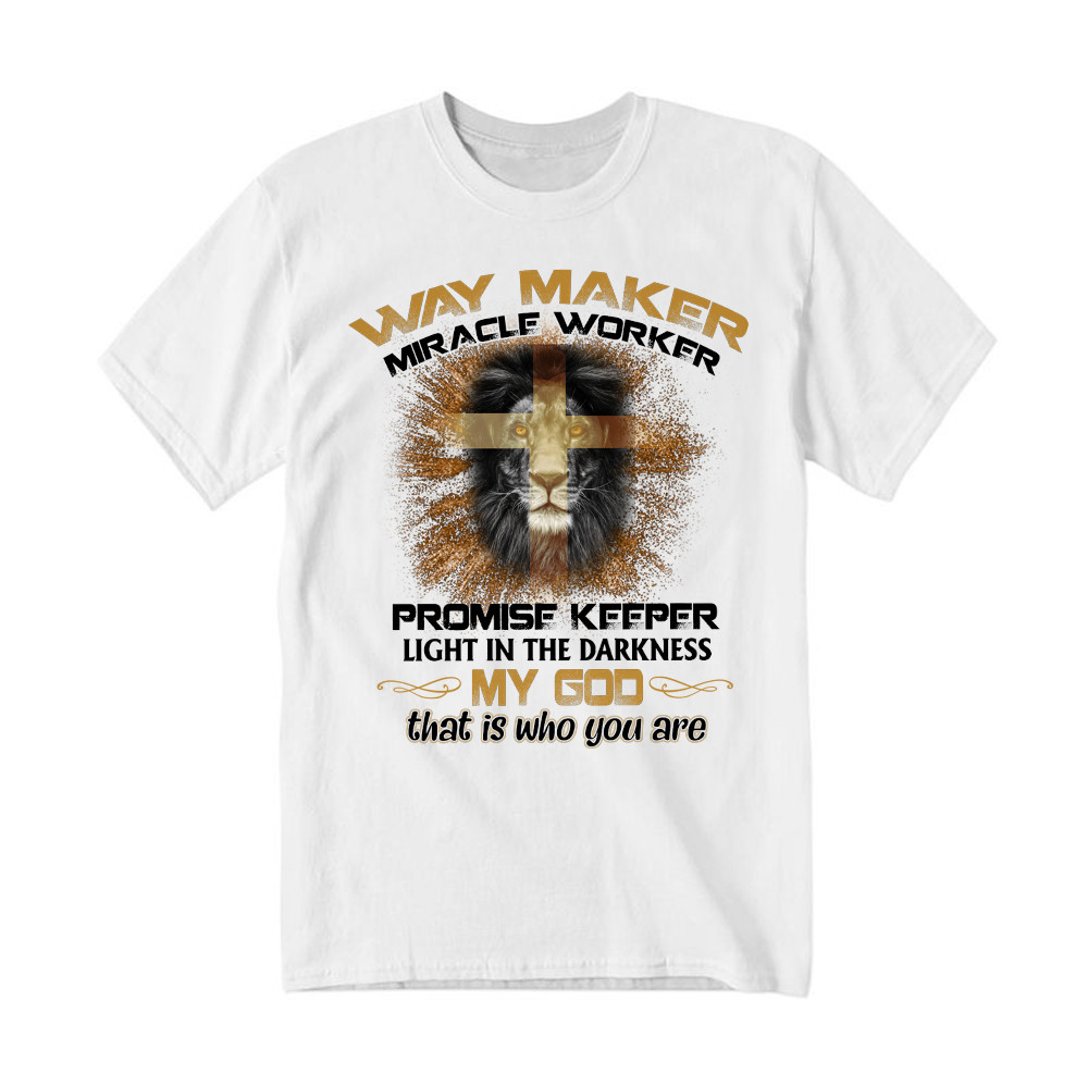 Lion Way Maker Miracle Worker Promise Keeper T Shirt Mens Christian Shirt Gifts For Men Basgiathsweatshirts